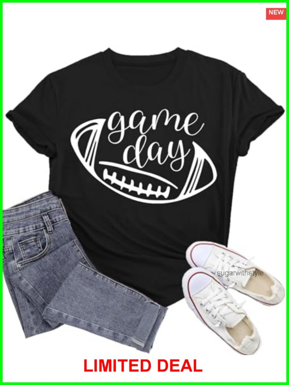 Womens Game Day Rugby Shirt Football Mom Tee Crew Neck Relaxed Fit